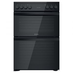 Indesit ID67V9KMBUK 60cm Double Oven Cooker with Ceramic Hob in Black
