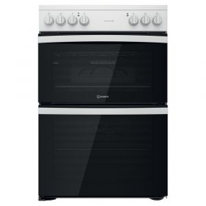Indesit ID67V9KMWUK 60cm Double Oven Cooker with Ceramic Hob in White